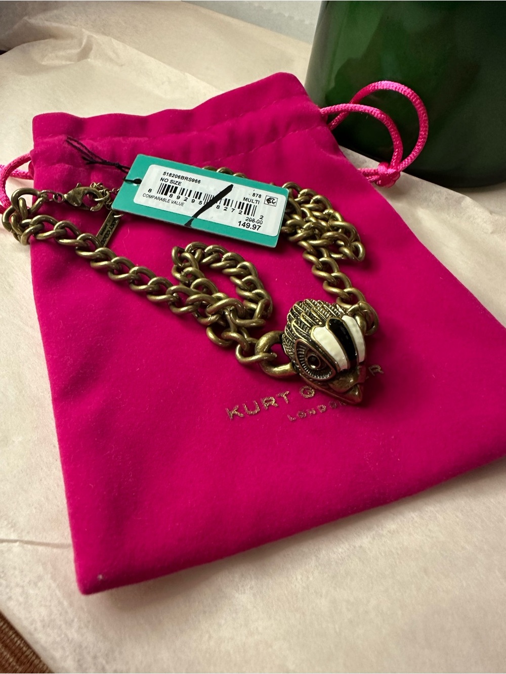 NWT Eagle Curb Chain Collar Pendant Necklace Kurt Geiger